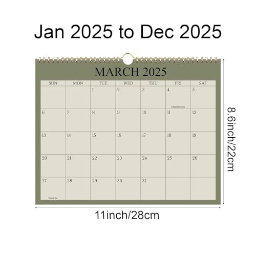 2025 Calendar - 12 Months Wall Calendar from Jan 2025 to Dec 2025, 8.7"x11" Office Wall Calendar for Easy Organizing & Planning - Sage Green