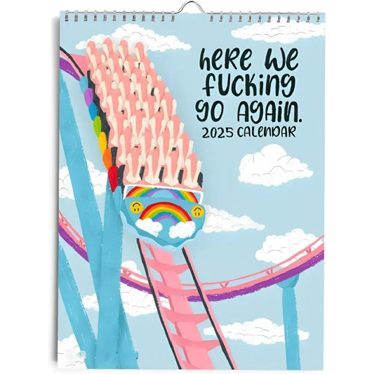 Here We Go Again 2025 Calendar, Fun Hanging Month Wall Calendar, Witty Novelty Planning Note Pads
