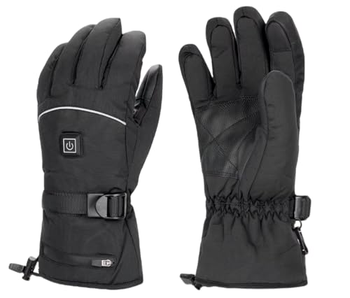 Heated Gloves for Outdoor Winter Activities, Rechargeable, Touchscreen, Waterproof, Black (XL)