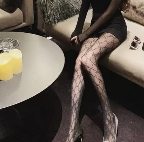 abigail&bleu Fishnet Stockings GG Tights for Women Lace High Waisted Pantyhose Stockings High Waist Stockings