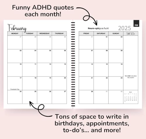 My Brain Has Too Many Tabs Open Funny Daily Planner 2025 for ADHD Adults, Floral Design