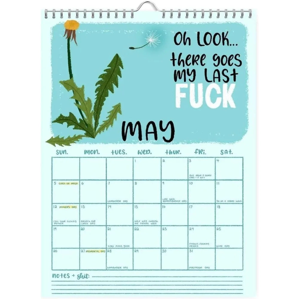 Here We Go Again 2025 Calendar, Fun Hanging Month Wall Calendar, Witty Novelty Planning Note Pads