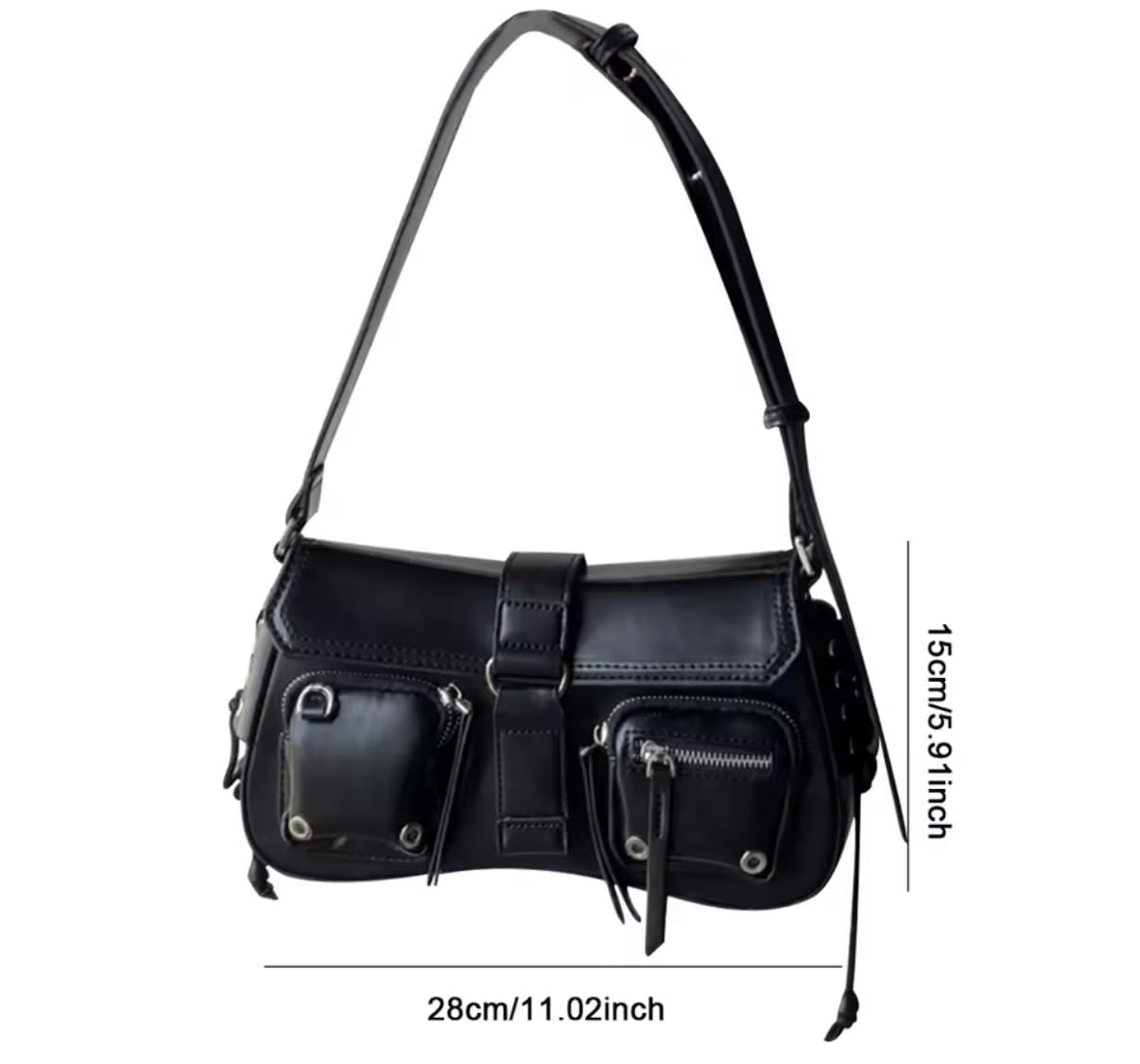 Y2K Korean Women's Harajuku Vintage Gothic Black Hand Bag, Aesthetic Elegant Punk Wallet Purse, Handbags Shoulder Trend Tote Bags