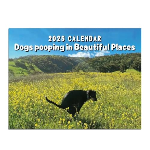 2025 Wall Calendar, Dogs Pooping in Beautiful Places, Funny Gag Gift, 9 x 7 inches