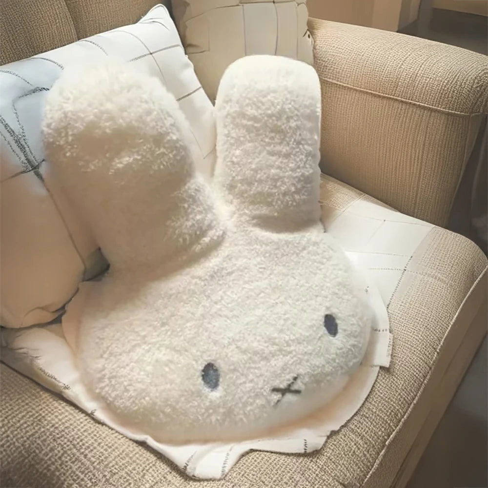 Kawaii Mifi Cute Plush Throw Pillow, Cartoon Rabbit Design, Cotton Filled, Sofa Cushion for Bedroom