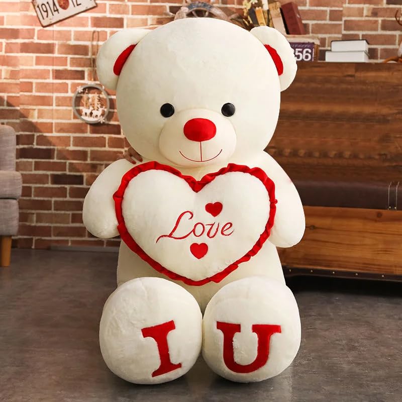 Giant Teddy Bear with Love Heart, Valentine's Day Gift, 100 cm