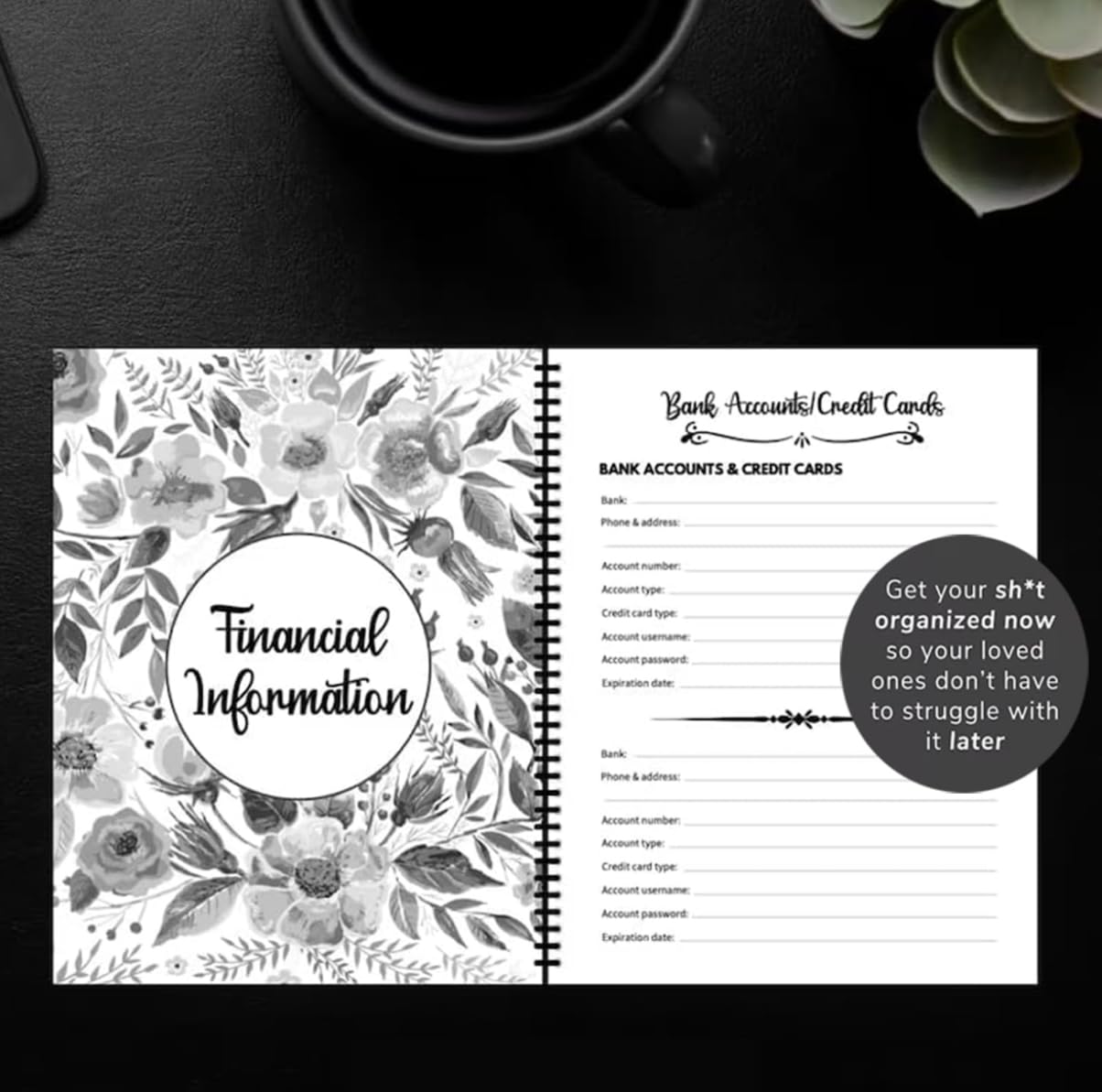 F*ck I'm Dead, Now What? Book End of Life Planner & Journal- Important Document Organizer, for Possessions, Guided Final Arrangements, When I'm Gone Workbook, Notebook for Possessions, Business Affairs, and Final Wishes (Black)