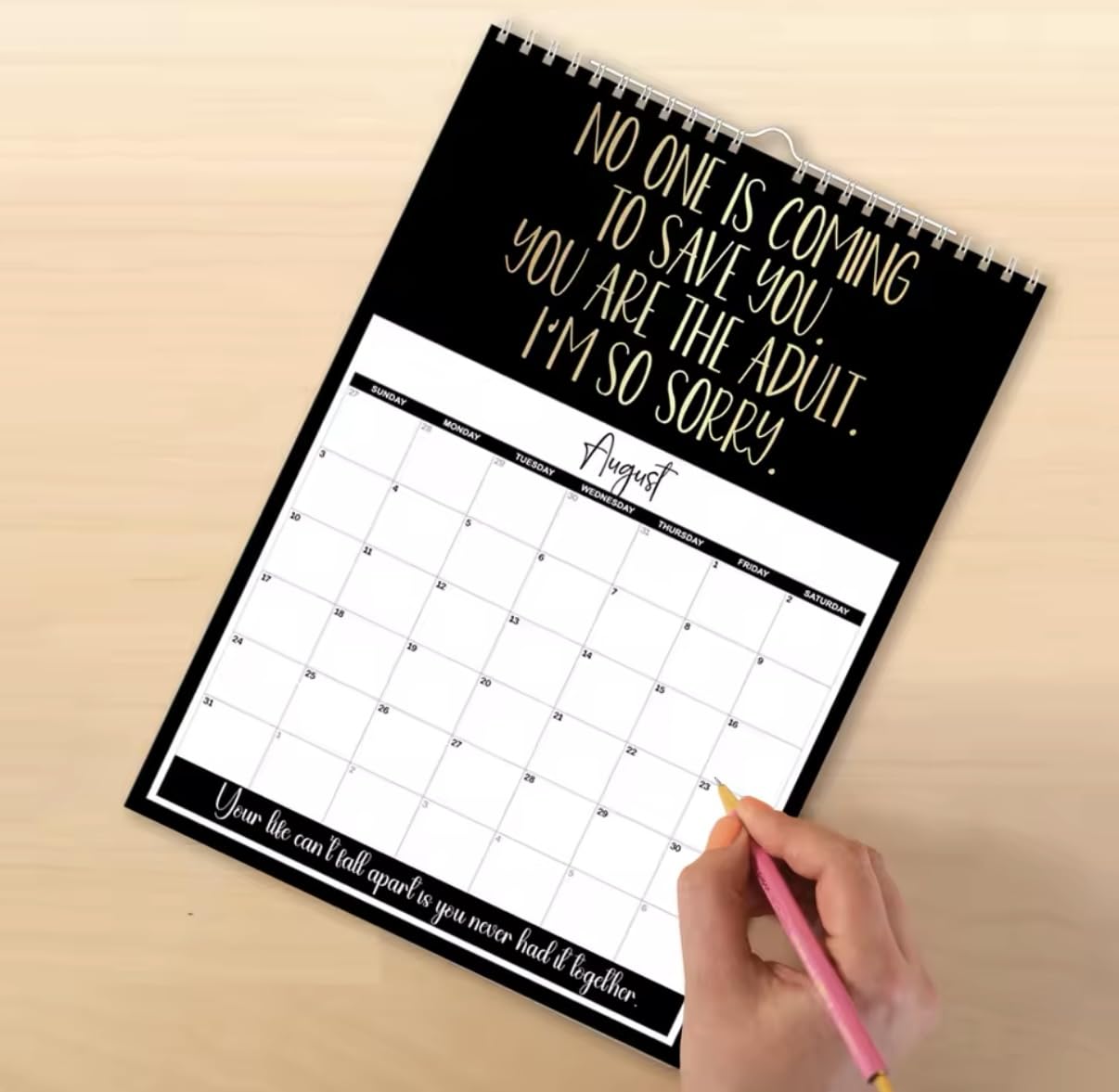 Uninspiring Affirmations, 2025 Anti-Motivational Calendar, 12 x 9 inches