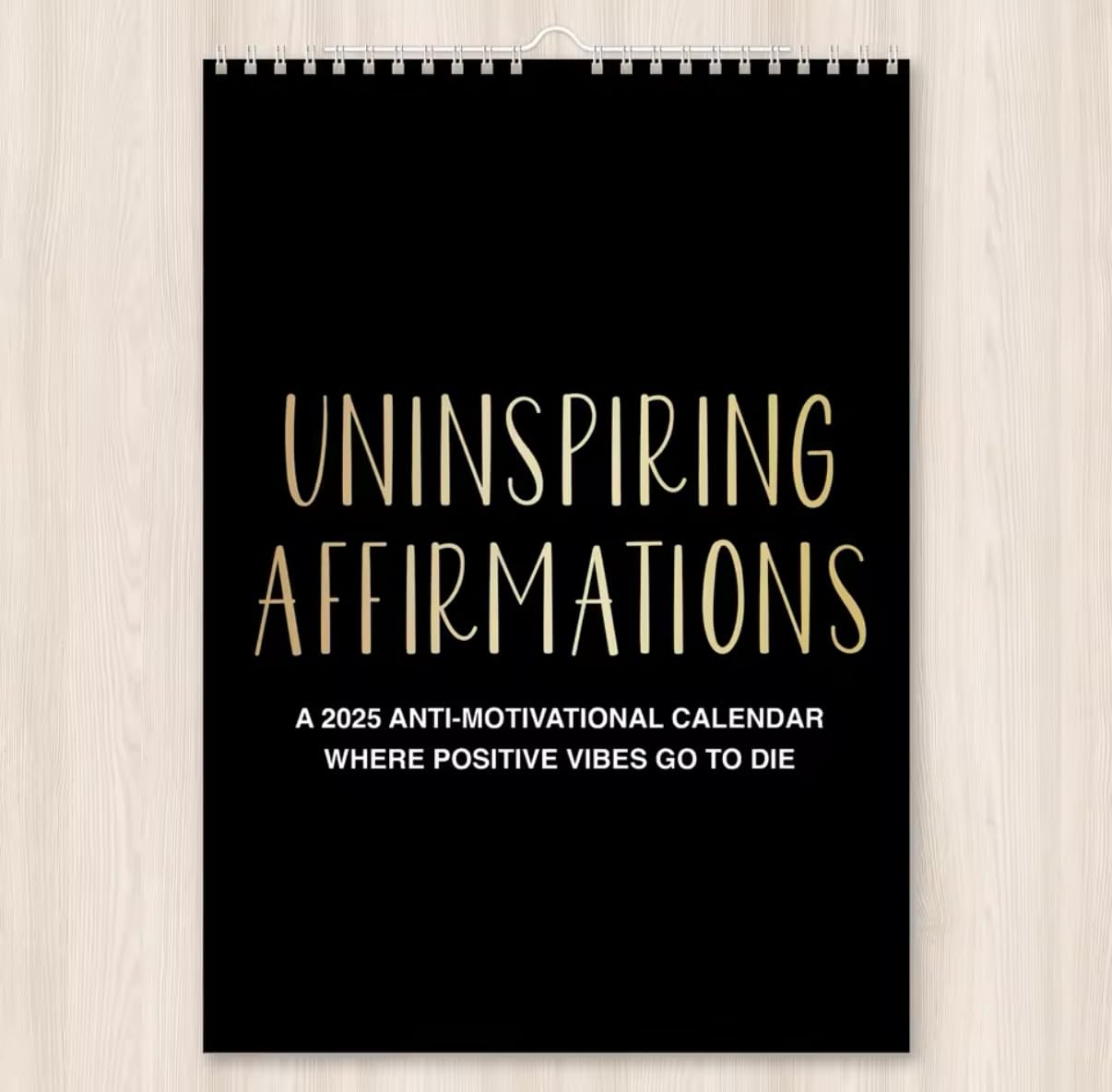 Uninspiring Affirmations, 2025 Anti-Motivational Calendar, 12 x 9 inches