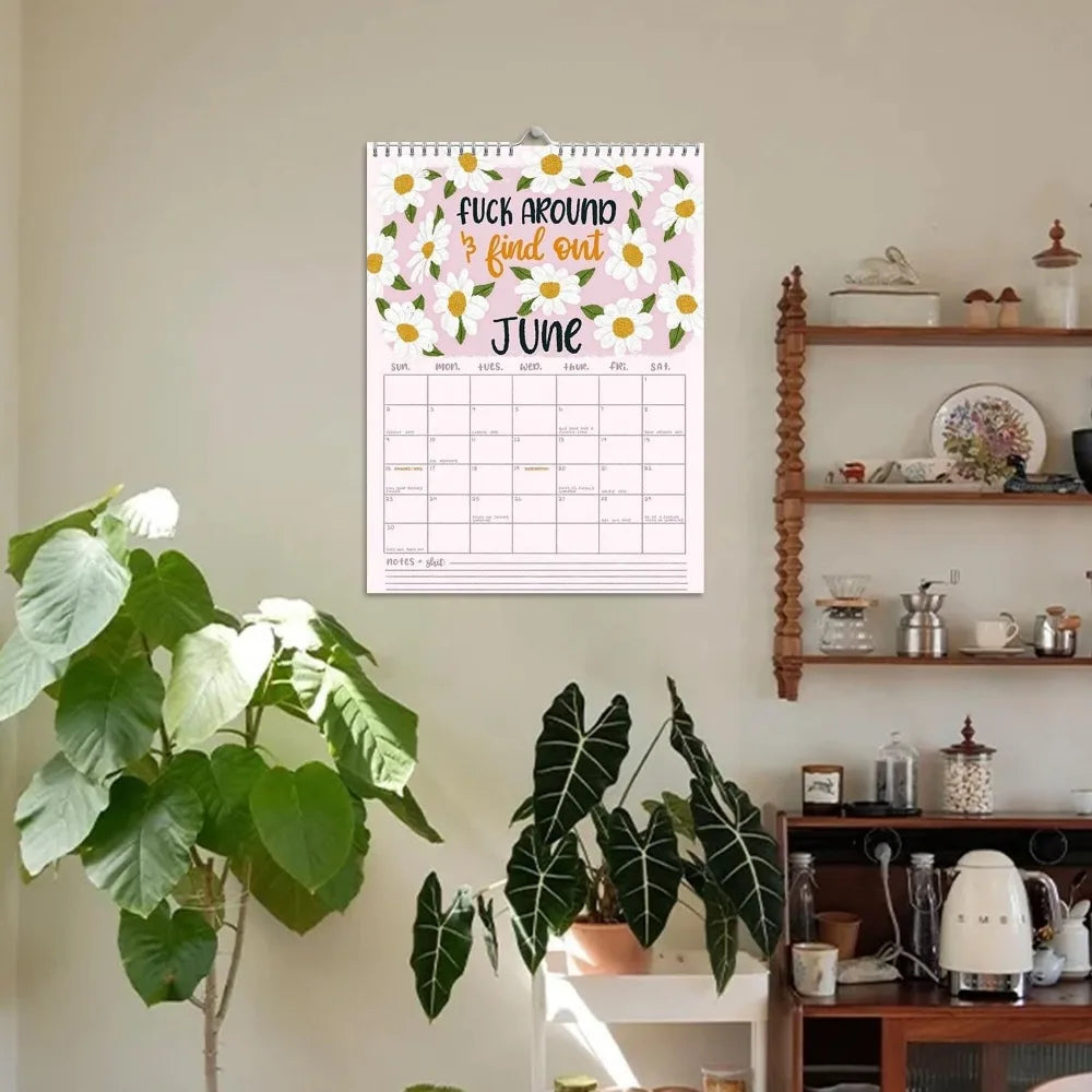 Here We Go Again 2025 Calendar, Fun Hanging Month Wall Calendar, Witty Novelty Planning Note Pads