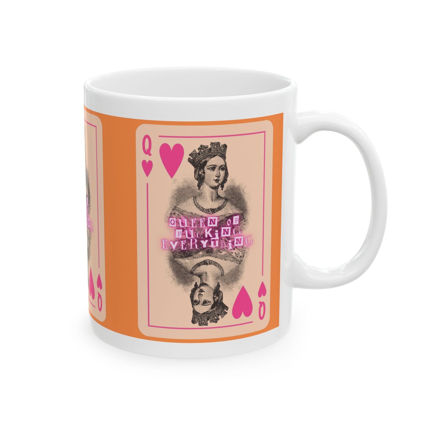 Queen of Fu*king Everything Ceramic Mug, Vintage Queen Playing Card Style for Your Bestie, Friend, BFF, Girlfriend, CoWorker, Birthday Gift  (11oz, 15oz)