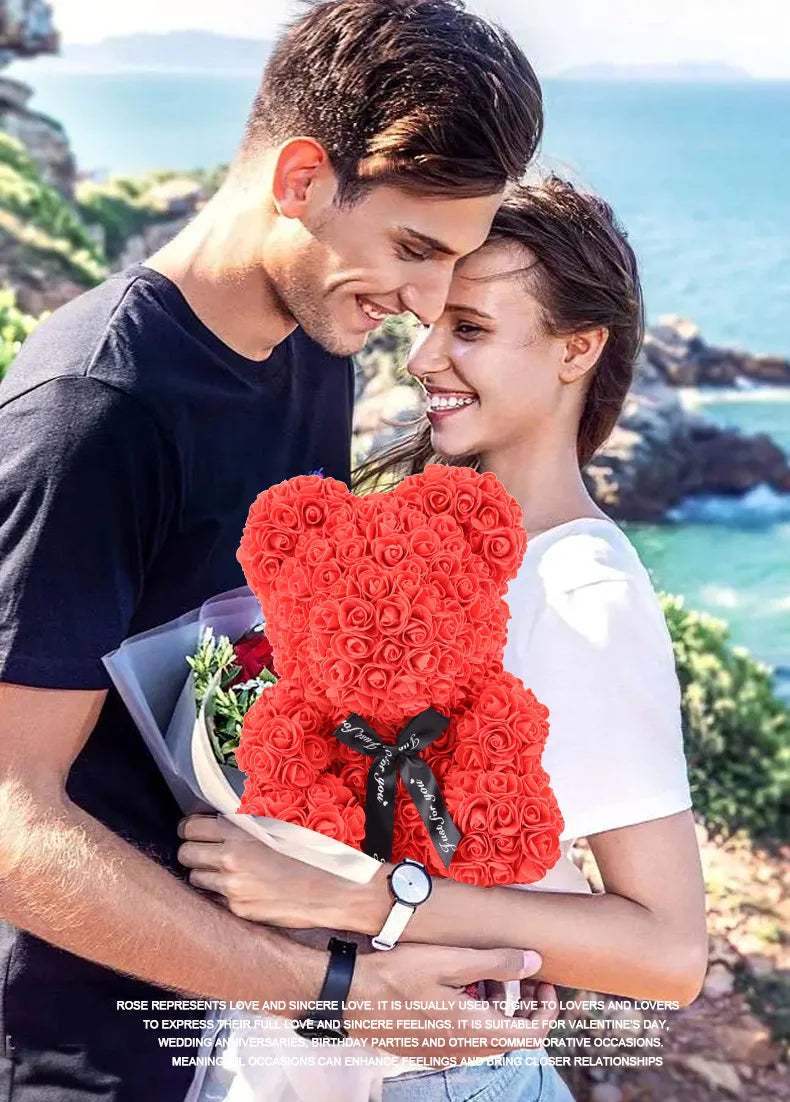 New Artificial Flower Eternal Rose Teddy Bear for Mom Mother's Day Birthday Valentine's Day Anniversary Gifts & Artificial Decor