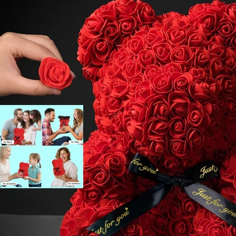 New Artificial Flower Eternal Rose Teddy Bear for Mom Mother's Day Birthday Valentine's Day Anniversary Gifts & Artificial Decor